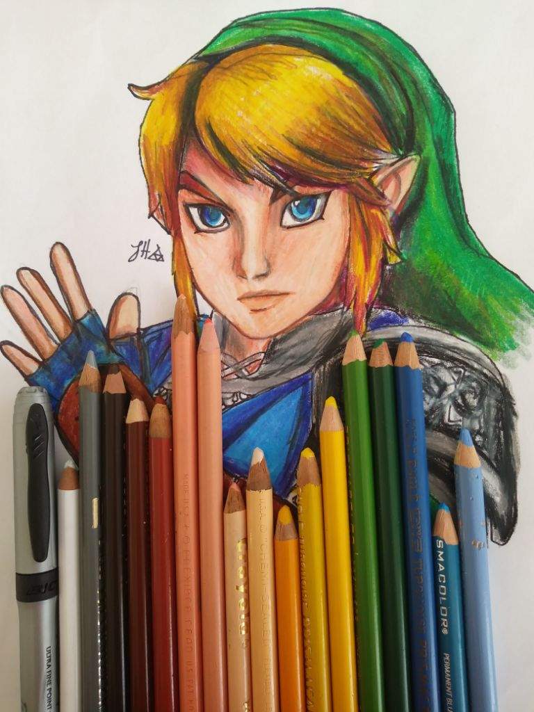 Colored pencil Hyrule Warriors Link! | Zelda Amino