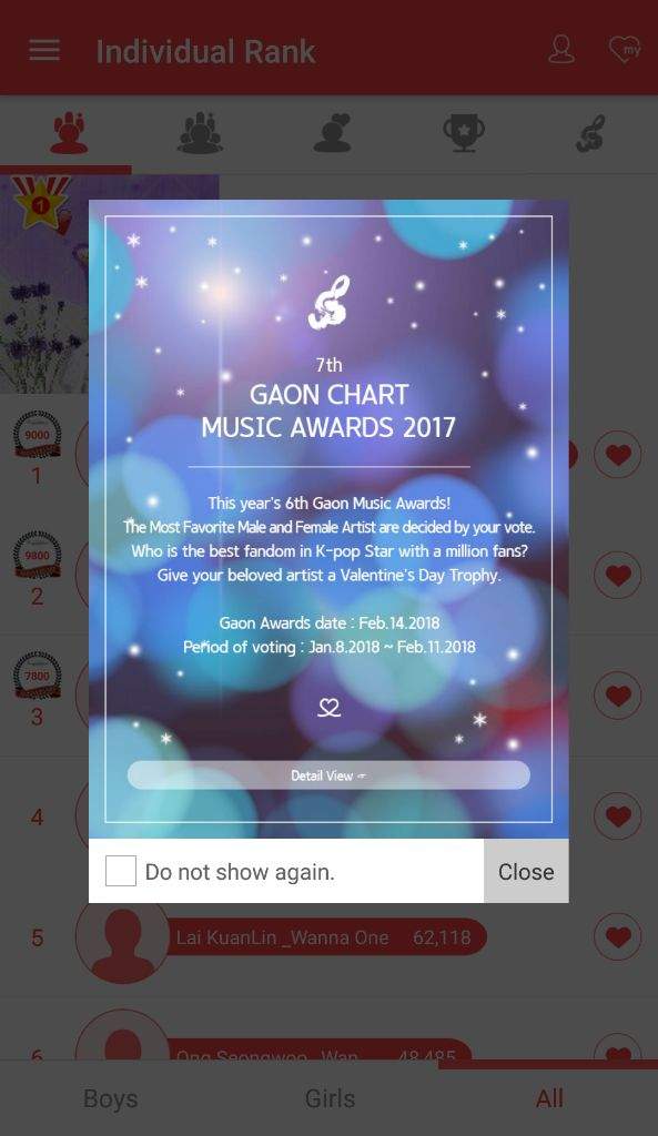 Gaon Chart Kpop Awards 2017 Vote