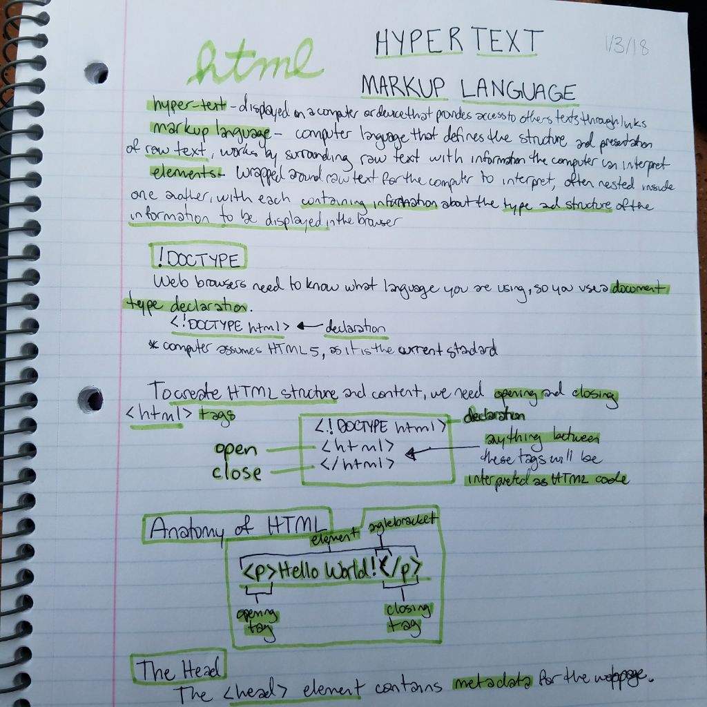 HTML notes | Studying Amino Amino