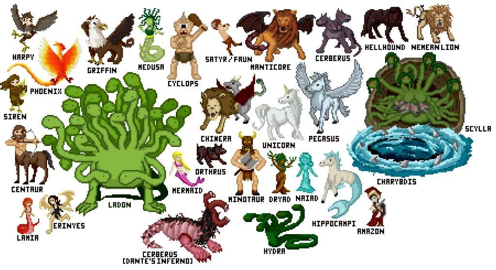 Greek Creatures pixel art (will add more later) | Mythology & Cultures ...
