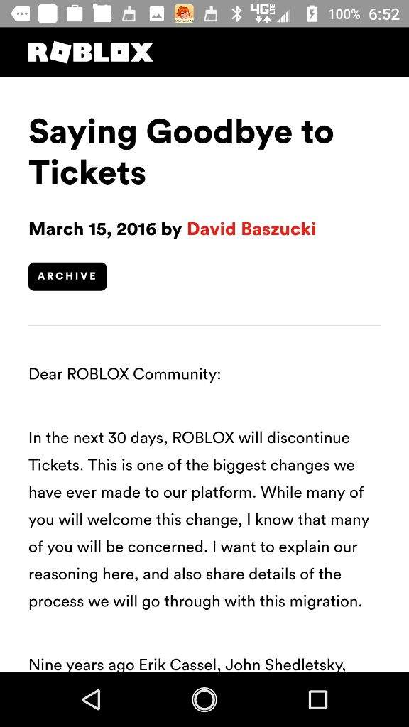 Tix Are Gone But Let Me Post My Opinion Roblox Amino - saying goodbye to tickets roblox blog