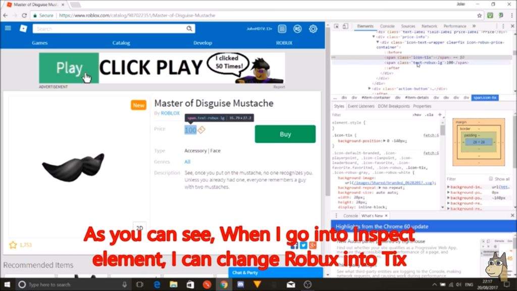 Tix Are Gone But Let Me Post My Opinion Roblox Amino - how to change your robux with inspect element