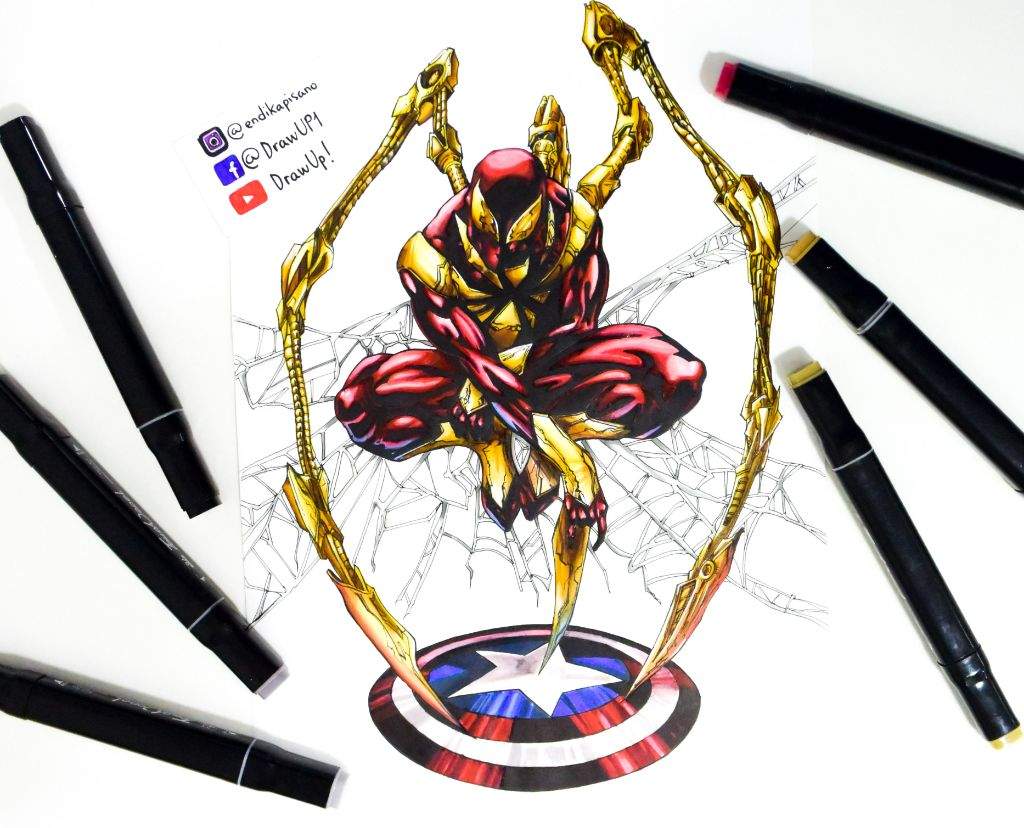 Dibujo a Iron Spider! Marcadores de 1$+video #MiPropioArte | DibujArte Amino