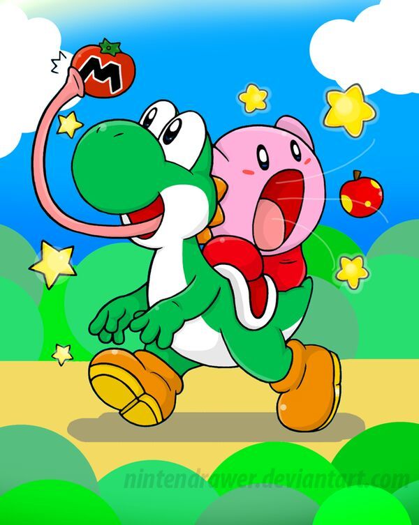 Kirby yoshi - fan art digital | Kirby en Español Amino