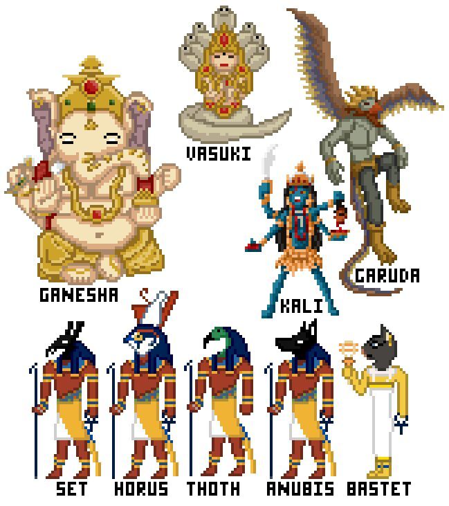 Egyptian And Hinduism Pixel Art Mythology Cultures Amino