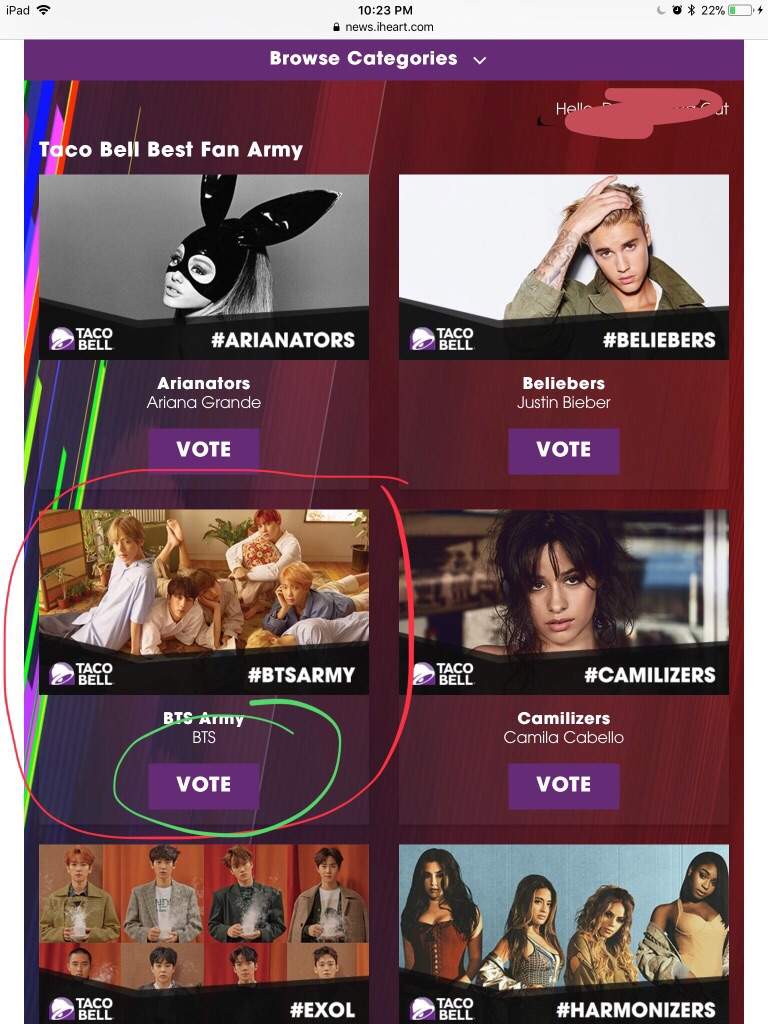VOTE BTS for the iheart radio music award ARMY's Amino