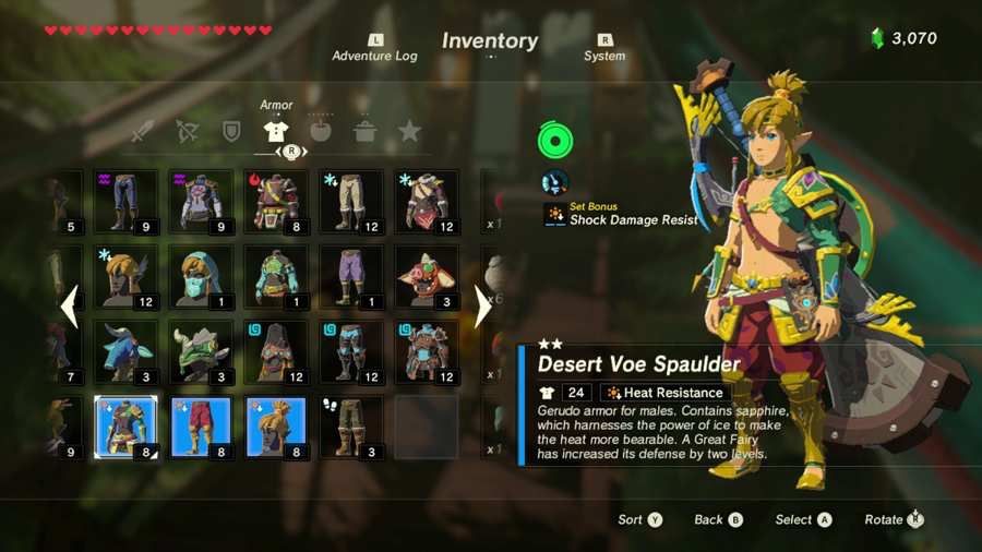 I love the Desert Voe outfit due to how amazing it looks on Link. 
