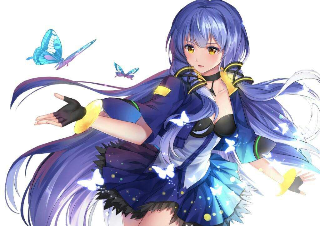 Blue haired anime girl characters