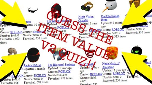 Guess The Catalog Item Value V2 Quiz Roblox Amino