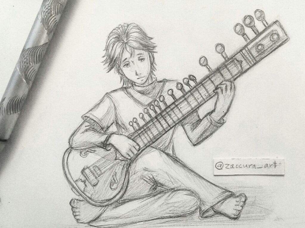 sitar instrument drawing