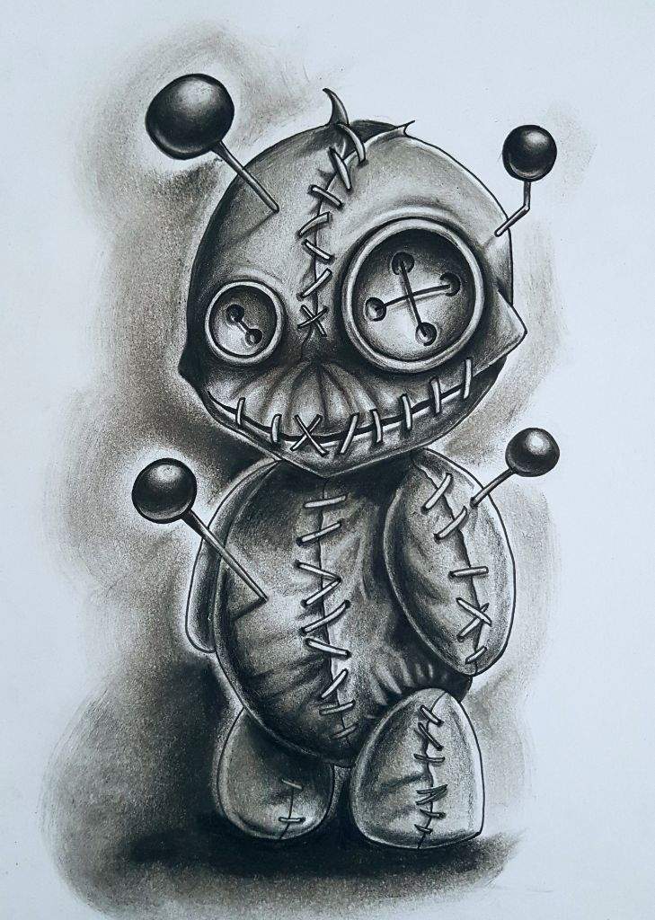 Voodoo doll pencil drawing
