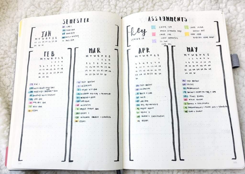 Completed semester overview with some help ♥️ | Bullet Journal Amino