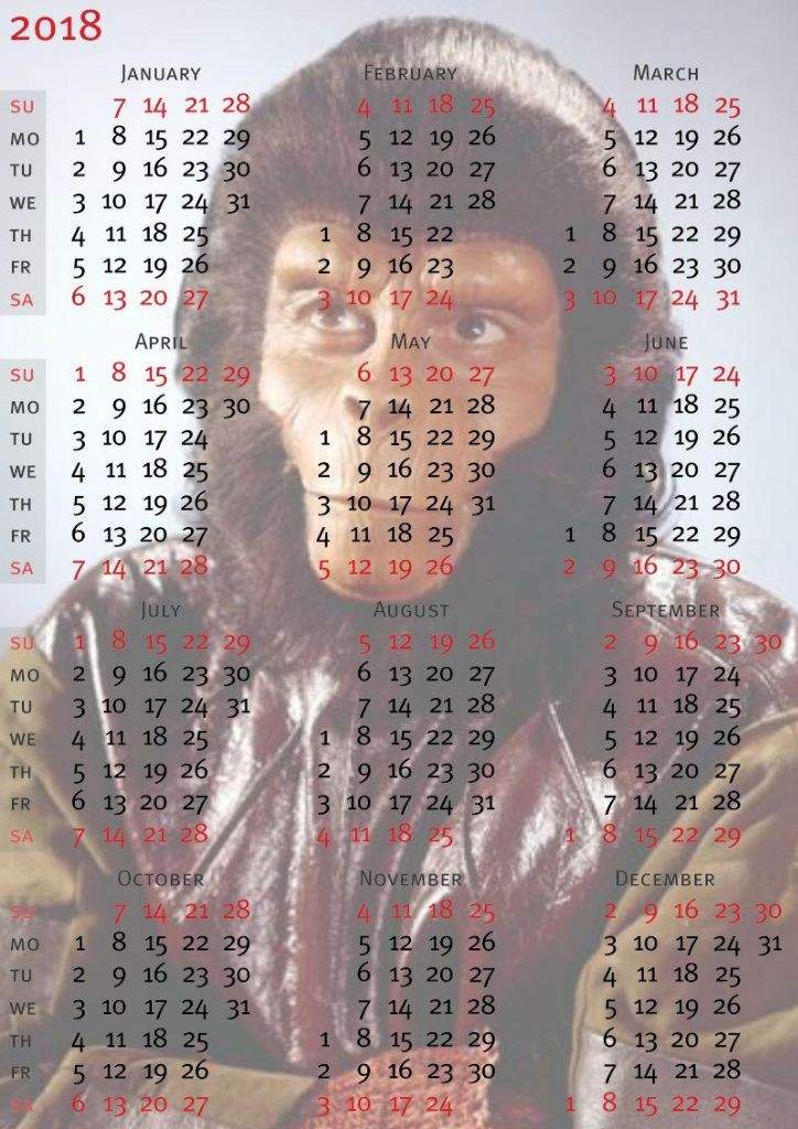 Galen calendar edit of the Apes Amino