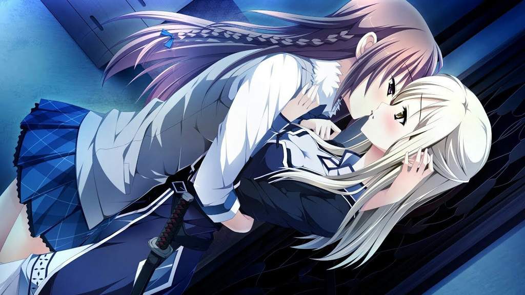 Anime girls kissing