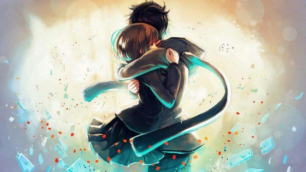 Anime boy and girl fighting
