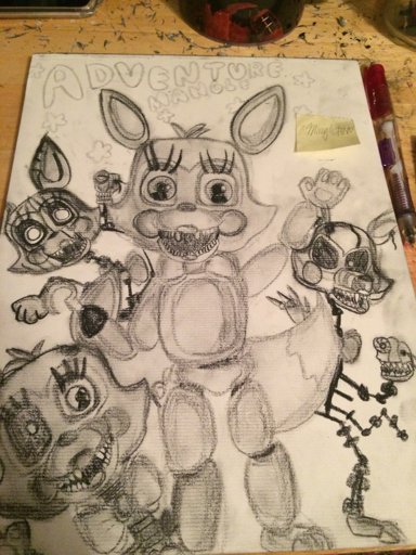 Fnaf world mangles (charcoal again) | Five Nights At Freddy's Amino