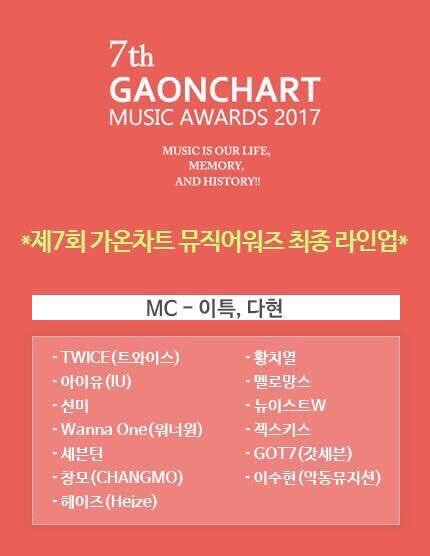Gaon Chart Awards 2017 Lineup