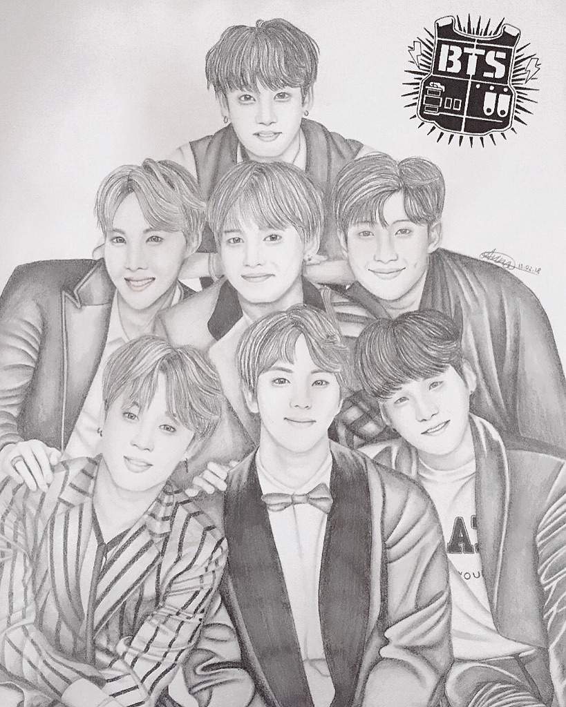 syd's art blog — group drawing (based on a concept photo) of bts,,...