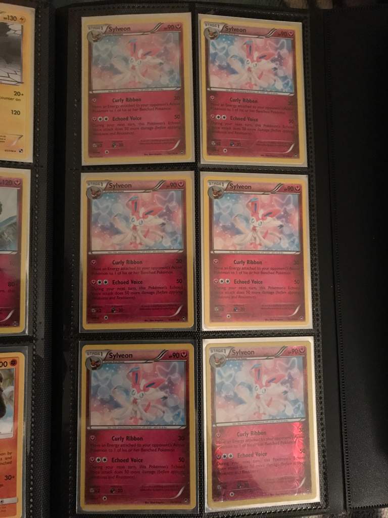 The amount of sylveon cards in my binder pok mon trading card game 