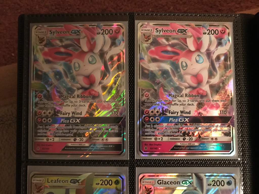 The amount of sylveon cards in my binder pok mon trading card game 