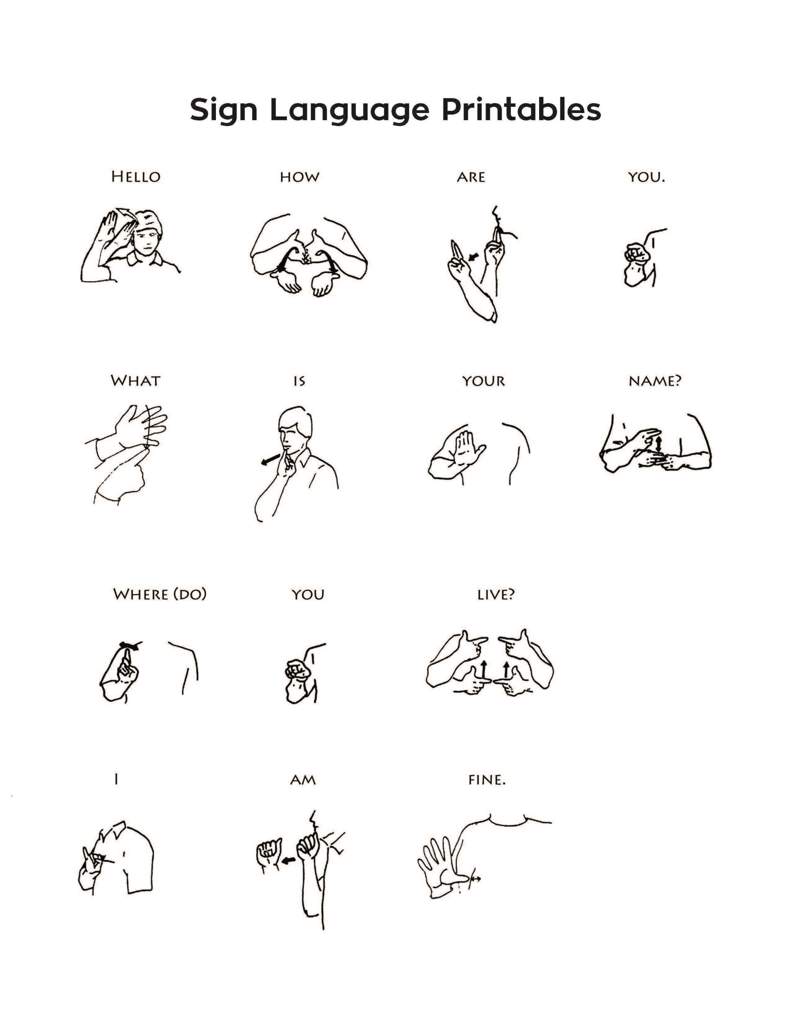 Free Printable Sign Language Words Chart