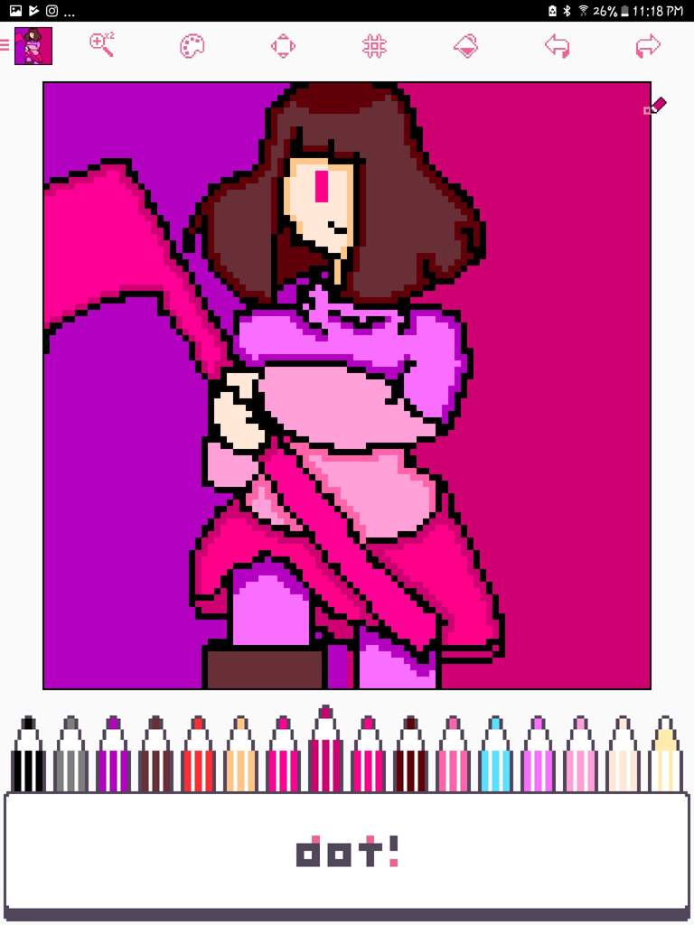 Dotpict Betty holding her scythe | Glitchtale Amino