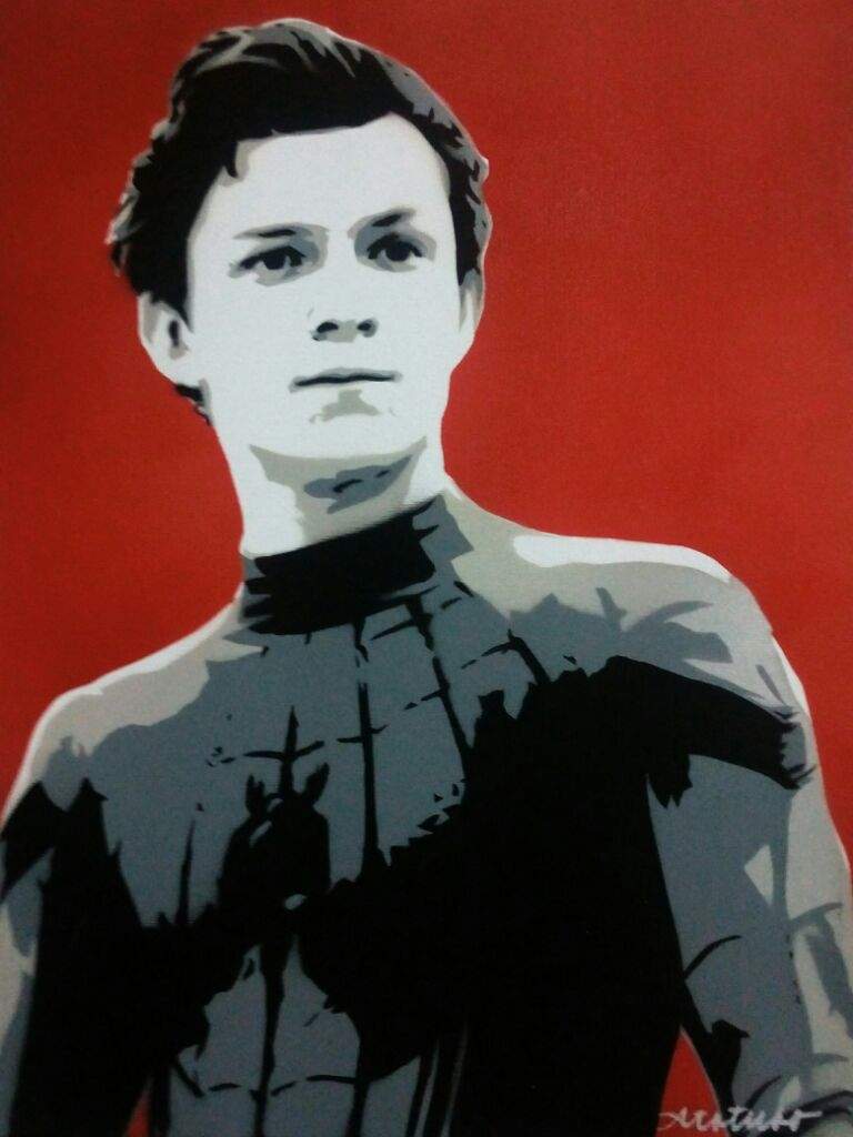 draw spiderman black art stencil spiderman  Tom holland Marvel Amino