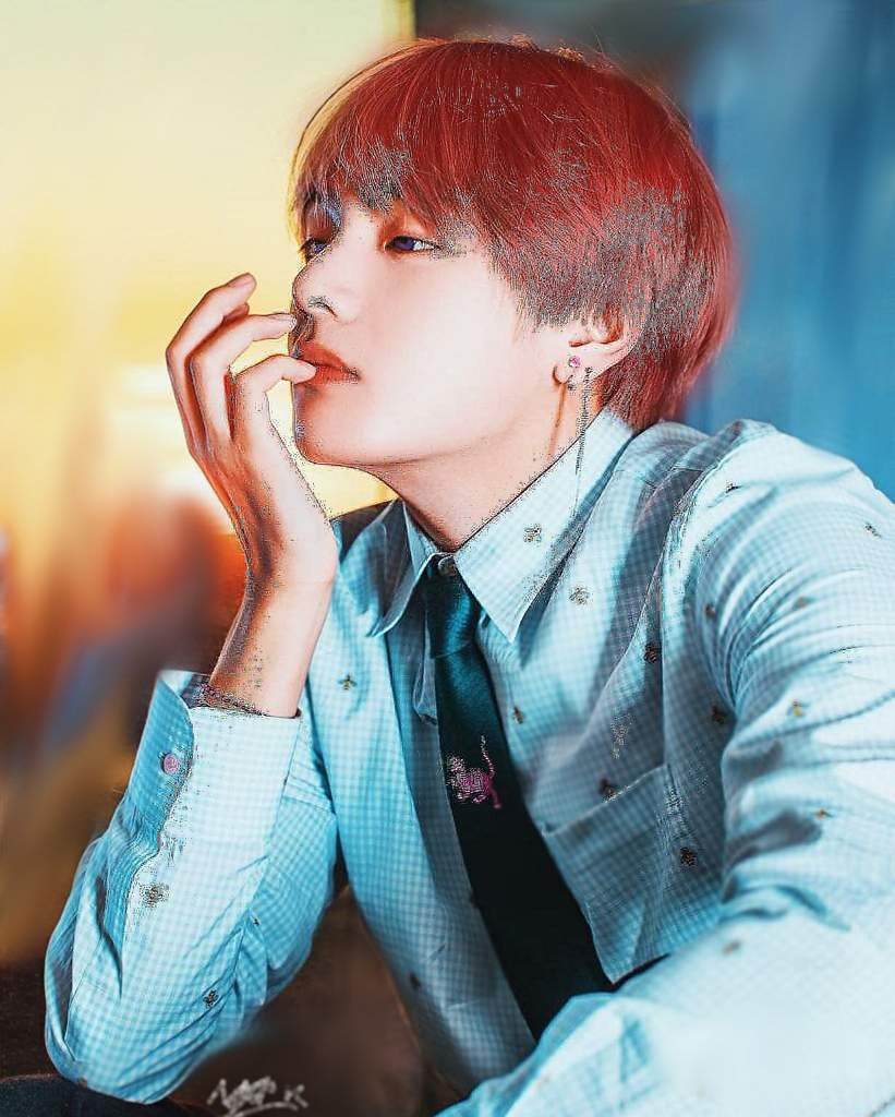 TAEHYUNG RED HAIR // FAN ART - EDIT | ARMY's Amino