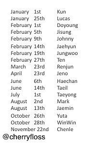 NCTs Birthdays In Order | NCT (엔시티) Amino