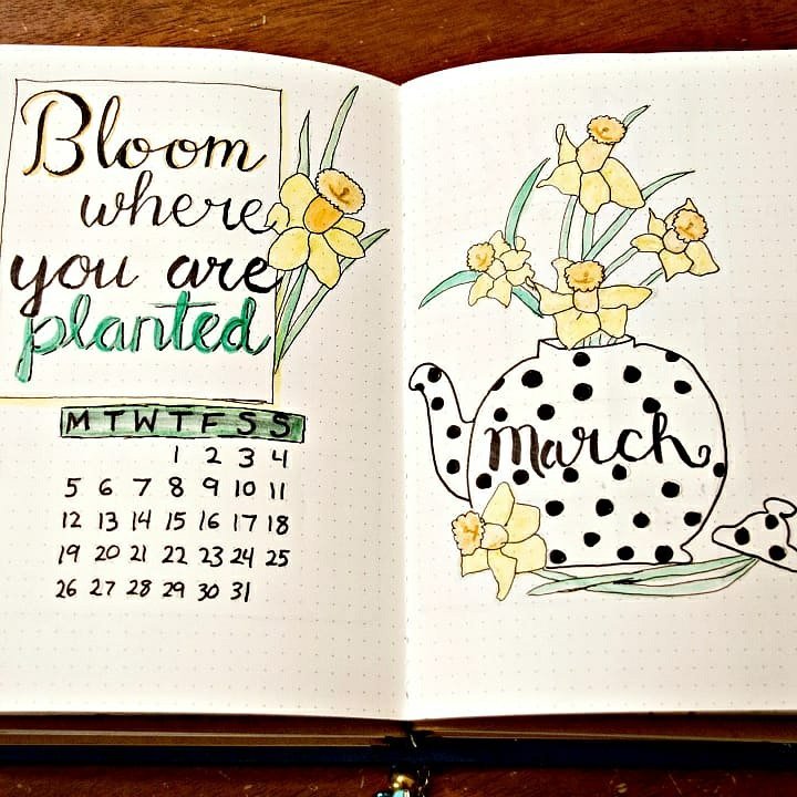 March 2018 Spread | Bullet Journal Amino