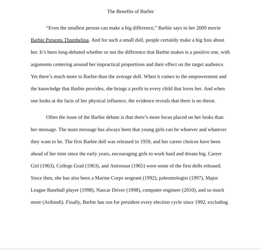 essay on barbie cartoon