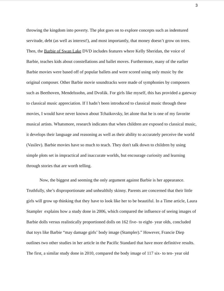 essay on barbie cartoon