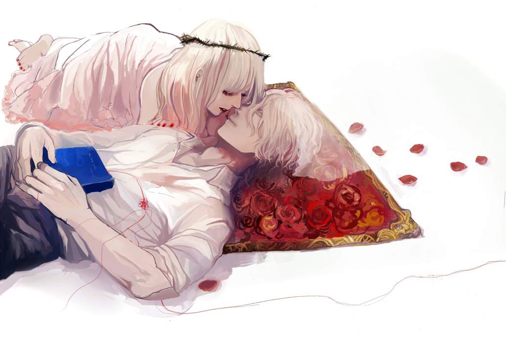 Anime couple white hair