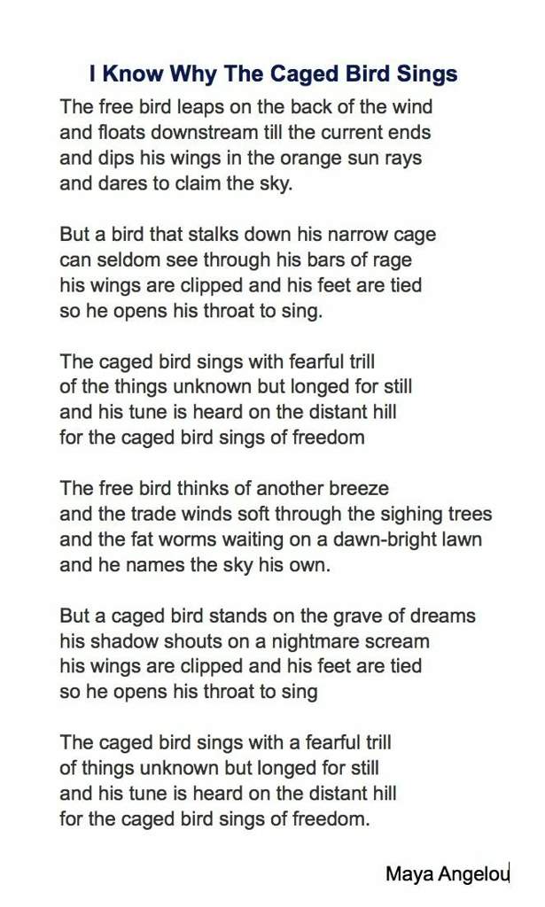 I Know Why The Caged Bird Sings Text Texte Préféré