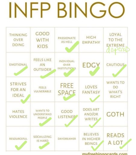 Bingo Series! - INFP | Myers Briggs [MBTI] Amino