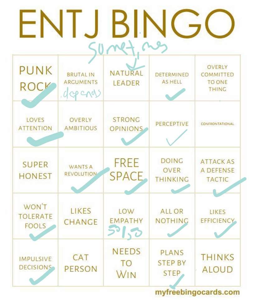 Infp Does Entj Bingo Myers Briggs Mbti Amino