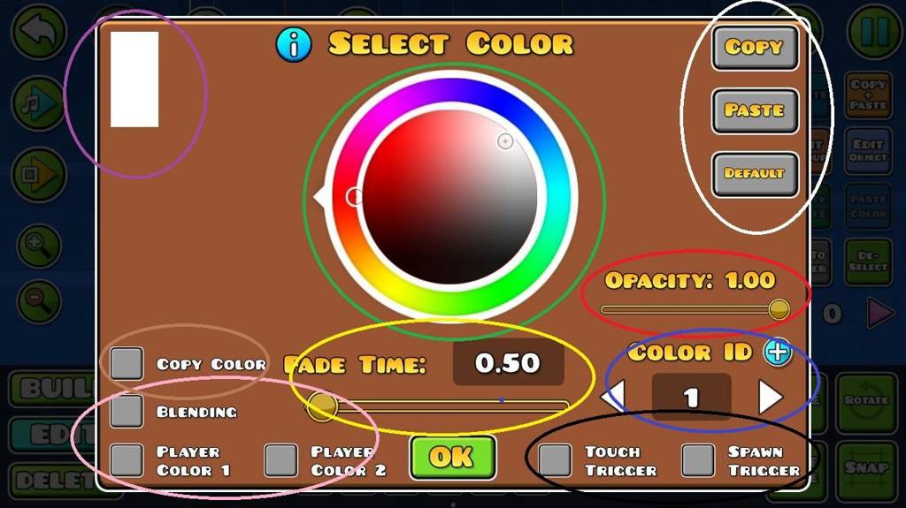how to change the background color in geometry dash
