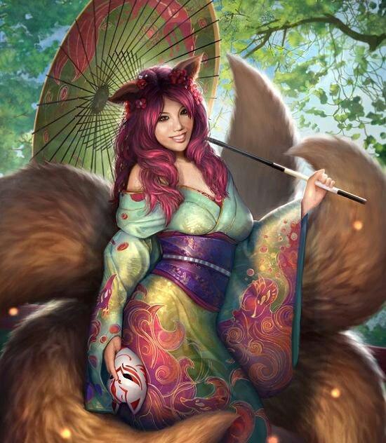 Asian mythology kitune fox women