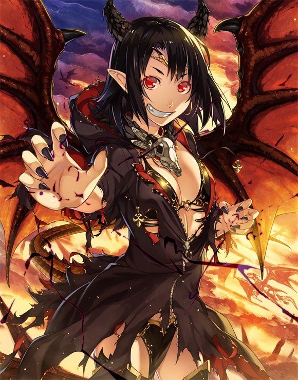 Anime demon girl with black hair