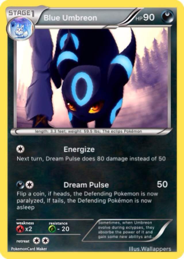 Custom Card 3 Blue Umbreon Pokémon Trading Card Game Amino