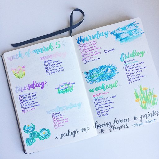 Monet Spread | Bullet Journal Amino