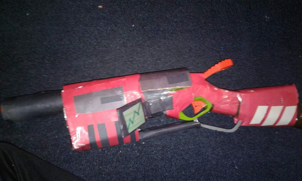 which is a nerf shotgun i used cardboard for most parts including paper the colors i used for the shotgun was red dark grey black and white - fortnite combat shotgun