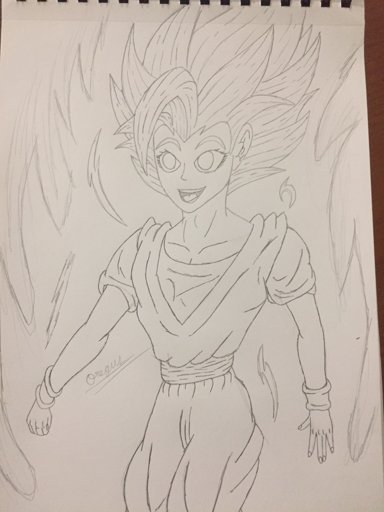 SSJ2 Caulifla Wearing Turtle Hermit Gi Drawing | DragonBallZ Amino