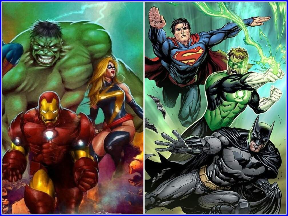 The Avengers Iron Man Hulk Captain Marvel Carol Danvers vs Justice League S...