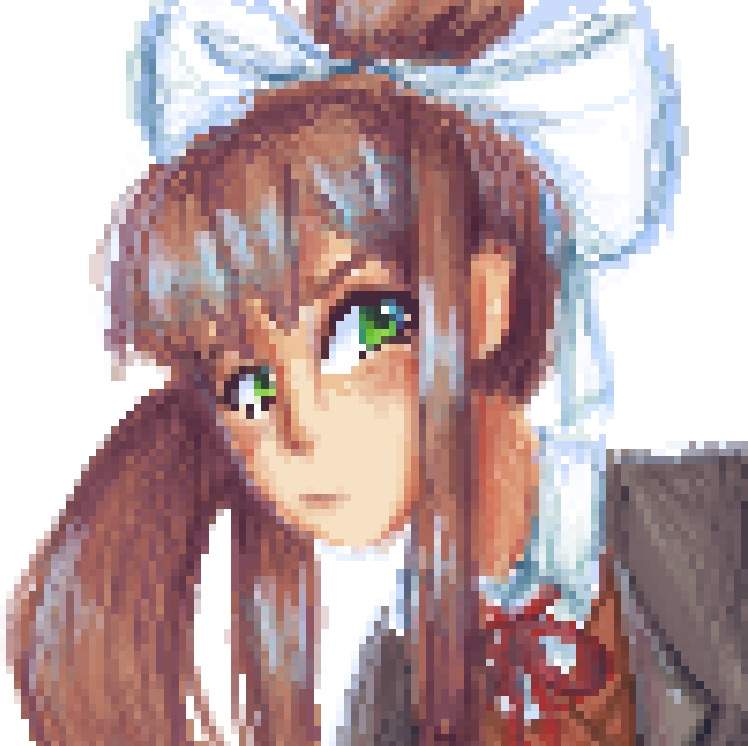 Monika Headshot Pixel Art Doki Doki Literature Club Amino