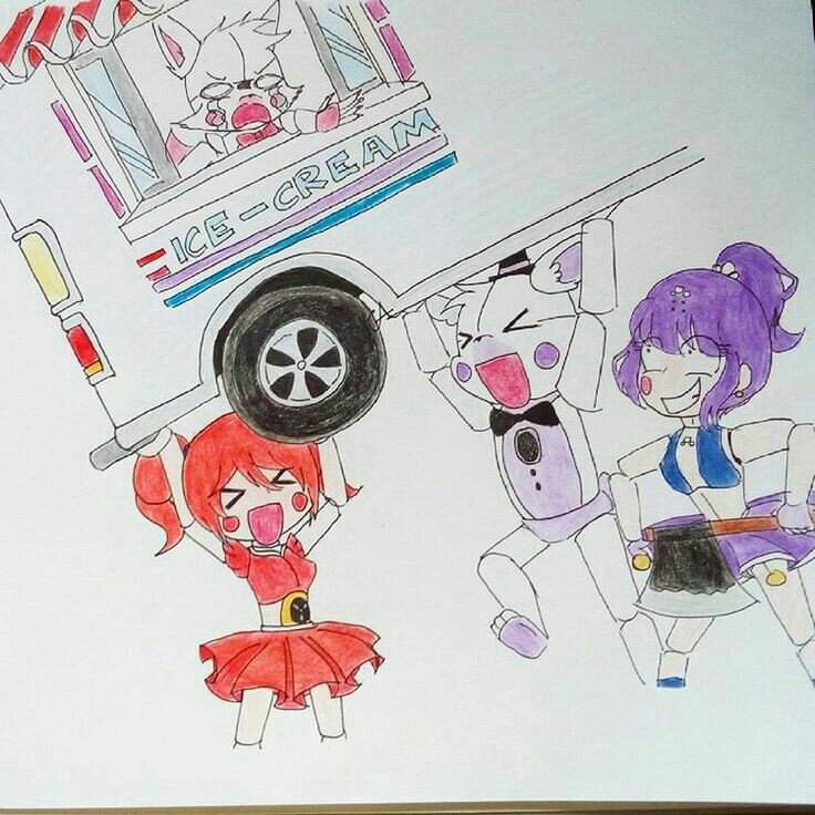 Fnaf Sister Location Circus Baby And Funtime Freddy Are Lifting Up The Ice Cream Car Five Nights At Freddy S Amino