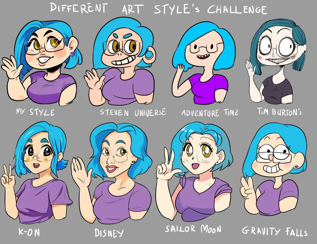 Персонаж в разных стилях рисовки