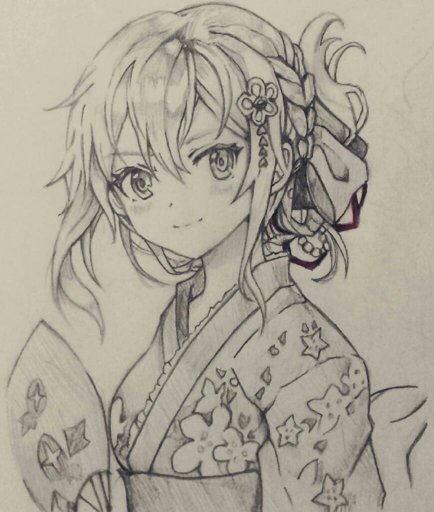 Anime girl in Kimono sketch !!! | Anime Art Amino