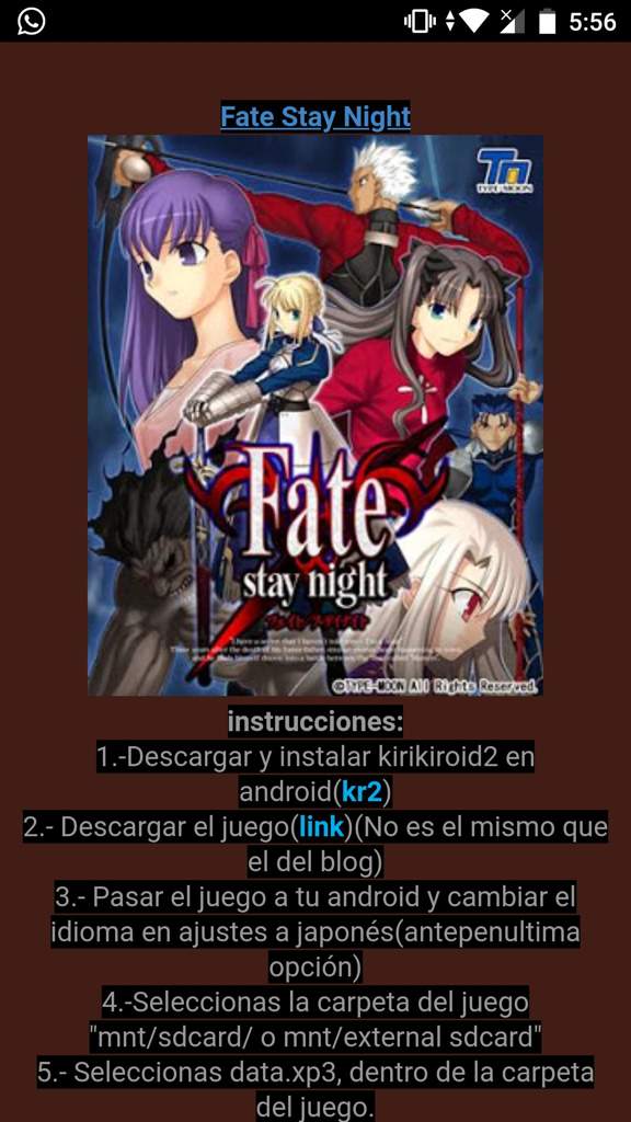 Quien Me Quiere Enseñar A Descargar Las Novelas Visuales De Fate En