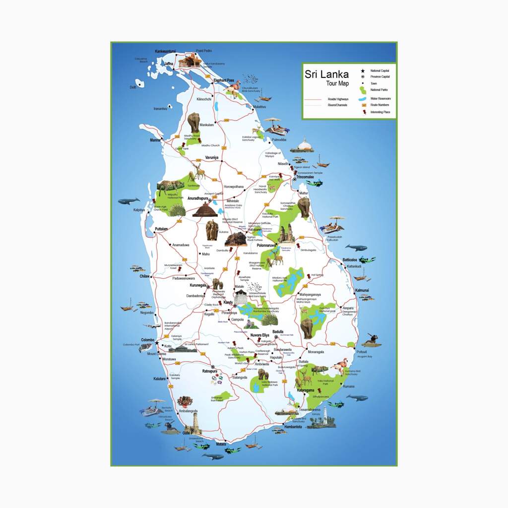 Шри Ланка карта для туристов